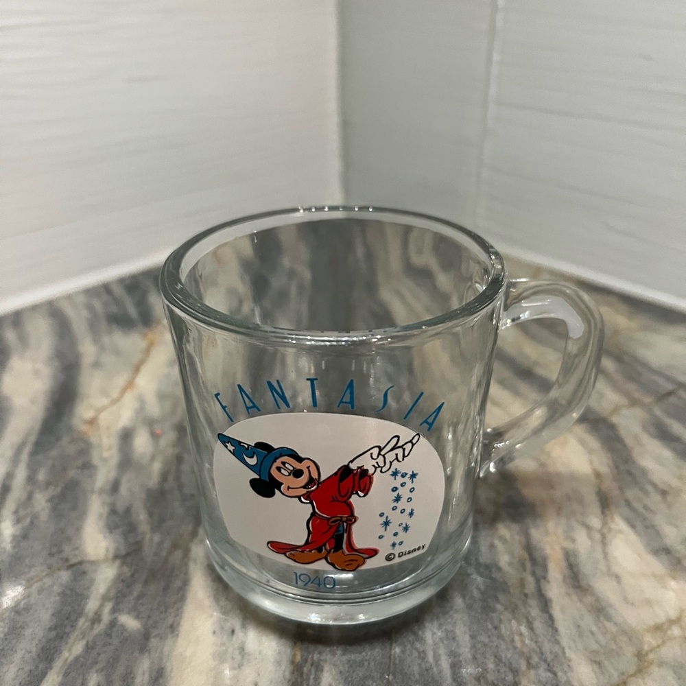 Vintage Walt Disney Fantasia 1940 Sorcerer Mickey Mouse Glass Mug Anchor Hocking